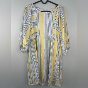Ava James Linen Rayon Blend 3/4 Sleeve Dress  Stripes Size XS